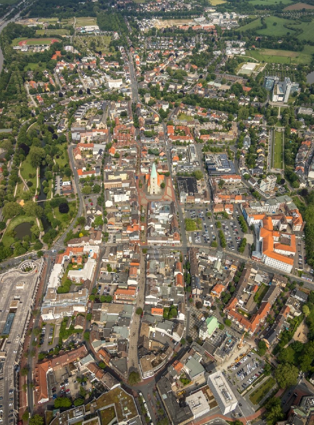 Hamm aus der Vogelperspektive: Stadtansicht vom Innenstadtbereich in Hamm im Bundesland Nordrhein-Westfalen, Deutschland