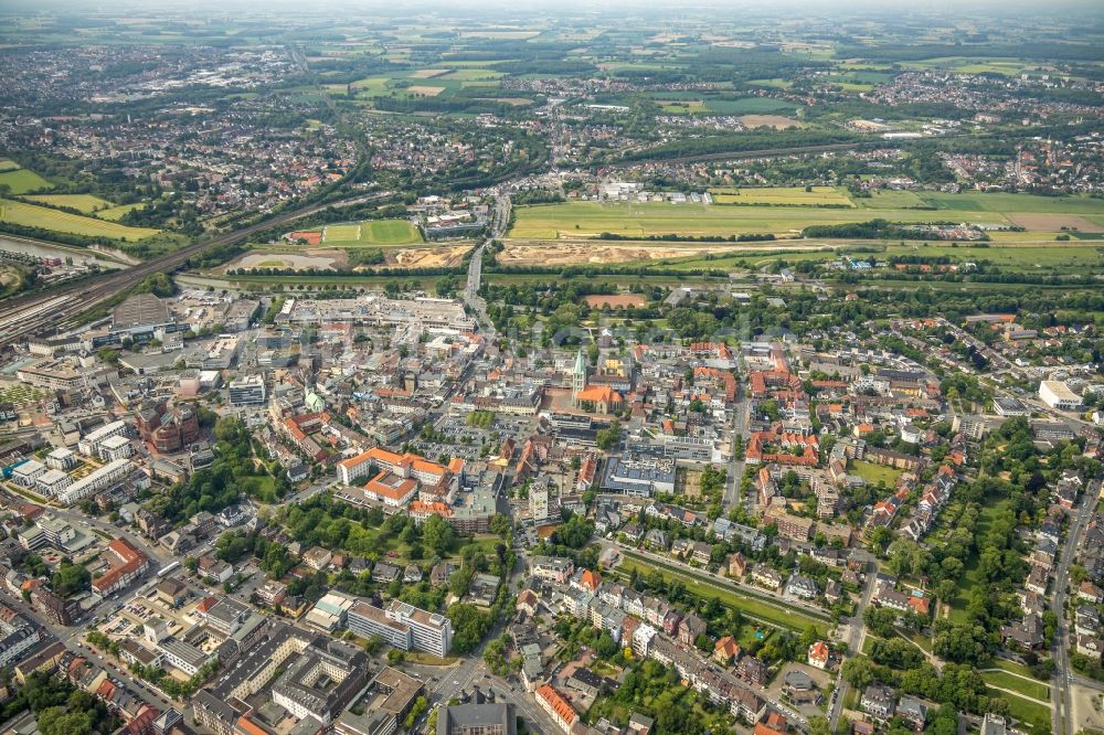 Luftaufnahme Hamm - Stadtansicht vom Innenstadtbereich in Hamm im Bundesland Nordrhein-Westfalen, Deutschland