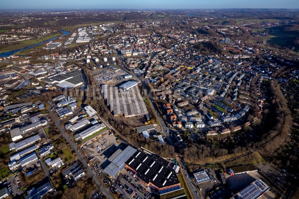 Hattingen von oben - Stadtansicht vom Innenstadtbereich in Hattingen im Bundesland Nordrhein-Westfalen, Deutschland