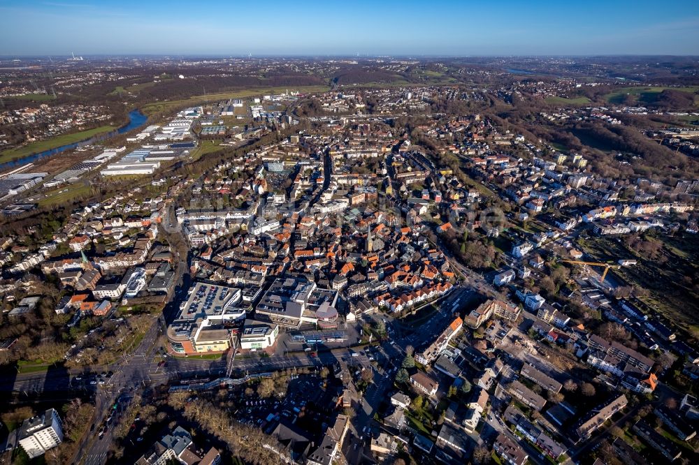 Luftbild Hattingen - Stadtansicht vom Innenstadtbereich in Hattingen im Bundesland Nordrhein-Westfalen, Deutschland