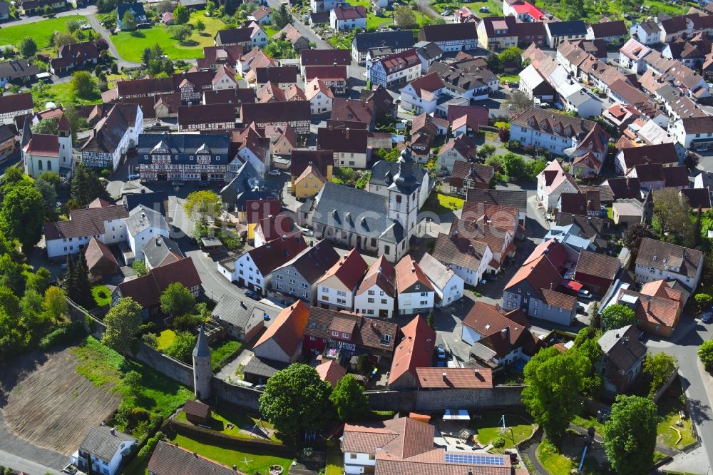 Luftaufnahme Herbstein - Stadtansicht vom Innenstadtbereich in Herbstein im Bundesland Hessen, Deutschland