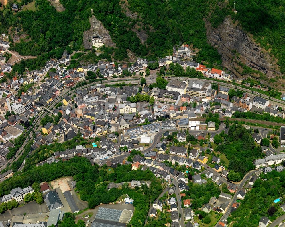 Idar-Oberstein aus der Vogelperspektive: Stadtansicht vom Innenstadtbereich in Idar-Oberstein im Bundesland Rheinland-Pfalz