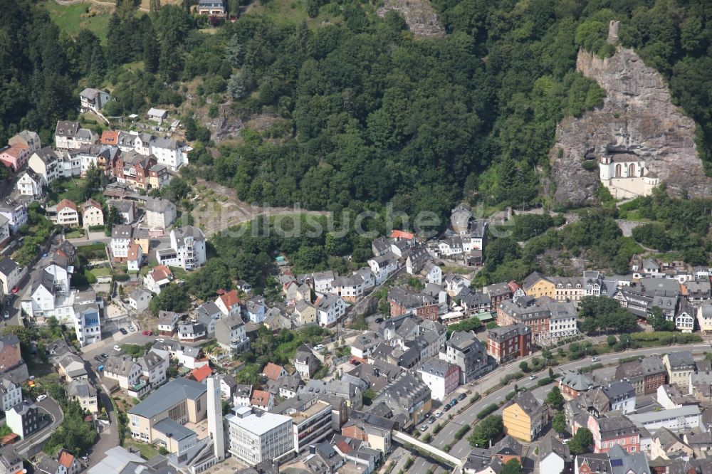 Idar-Oberstein von oben - Stadtansicht vom Innenstadtbereich in Idar-Oberstein im Bundesland Rheinland-Pfalz, Deutschland