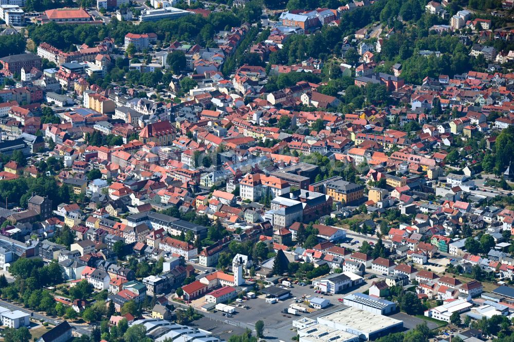 Ilmenau aus der Vogelperspektive: Stadtansicht vom Innenstadtbereich in Ilmenau im Bundesland Thüringen, Deutschland