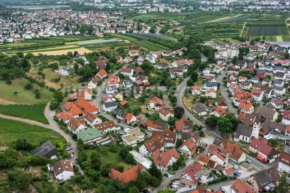 Kleinheppach aus der Vogelperspektive: Stadtansicht vom Innenstadtbereich in Kleinheppach im Bundesland Baden-Württemberg