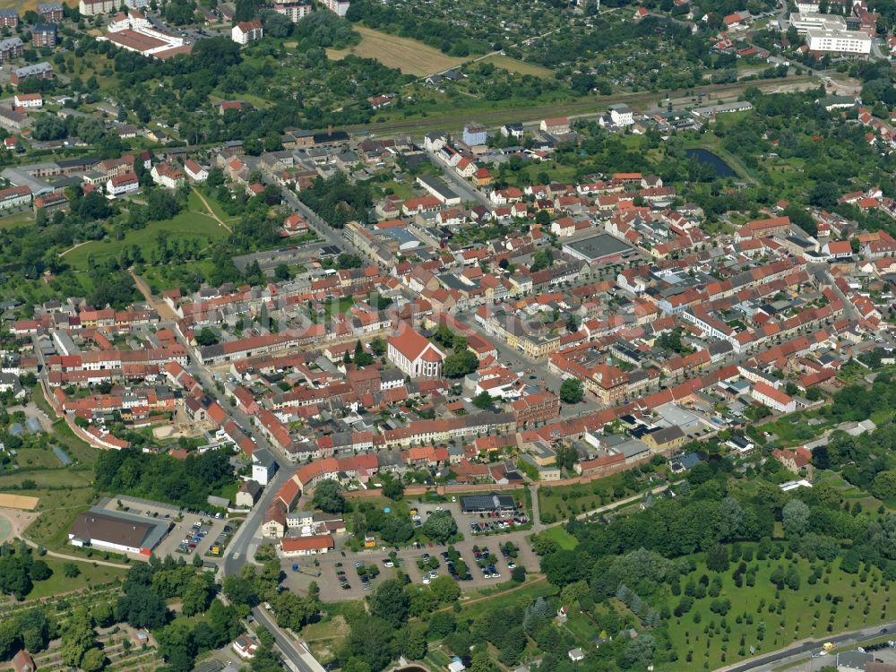 Kyritz von oben - Stadtansicht vom Innenstadtbereich in Kyritz im Bundesland Brandenburg