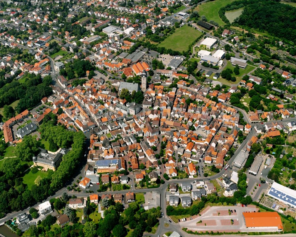 Luftaufnahme Langsdorf - Stadtansicht vom Innenstadtbereich in Langsdorf im Bundesland Hessen, Deutschland