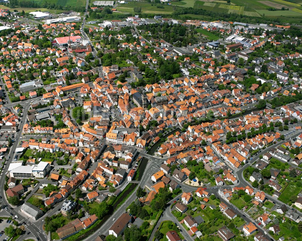 Lauterbach (Hessen) aus der Vogelperspektive: Stadtansicht vom Innenstadtbereich in Lauterbach (Hessen) im Bundesland Hessen, Deutschland