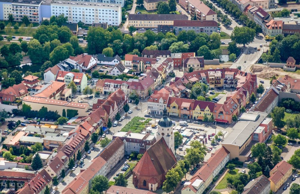 Luftaufnahme Lübben (Spreewald) - Stadtansicht vom Innenstadtbereich in Lübben (Spreewald) im Bundesland Brandenburg