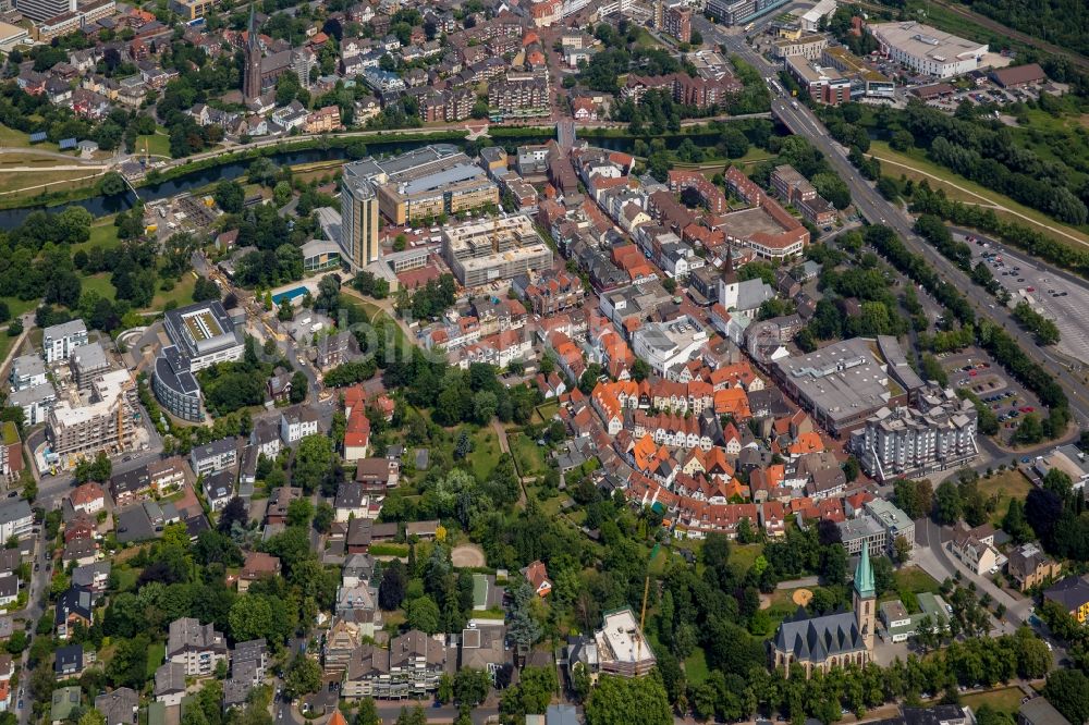 Luftbild Lünen - Stadtansicht vom Innenstadtbereich an der Lippe in Lünen im Bundesland Nordrhein-Westfalen