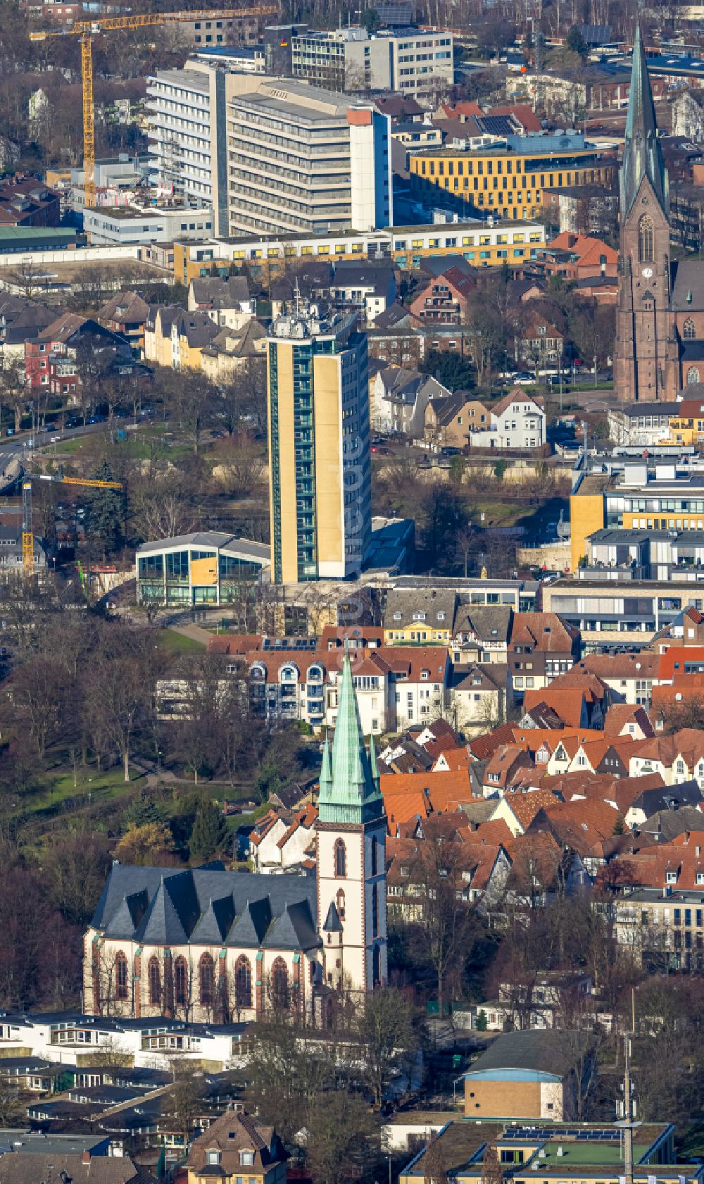 Lünen von oben - Stadtansicht vom Innenstadtbereich in Lünen im Bundesland Nordrhein-Westfalen, Deutschland