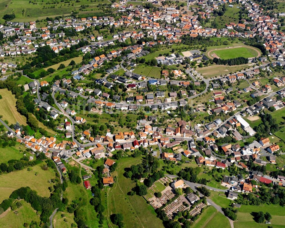 Lützel-Wiebelsbach von oben - Stadtansicht vom Innenstadtbereich in Lützel-Wiebelsbach im Bundesland Hessen, Deutschland