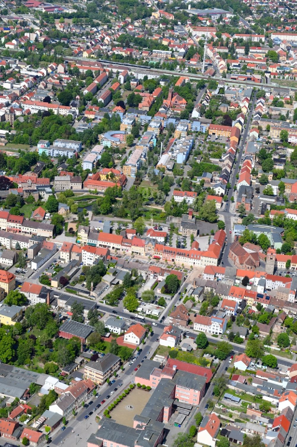 Luckenwalde aus der Vogelperspektive: Stadtansicht vom Innenstadtbereich in Luckenwalde im Bundesland Brandenburg, Deutschland