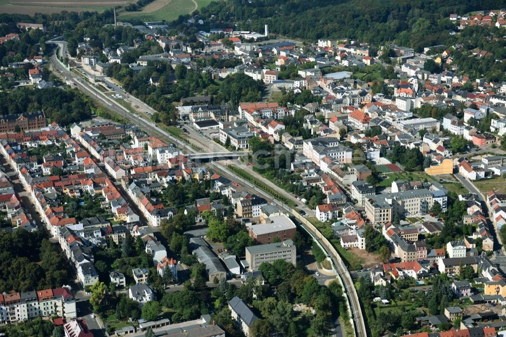 Meerane von oben - Stadtansicht vom Innenstadtbereich in Meerane im Bundesland Sachsen