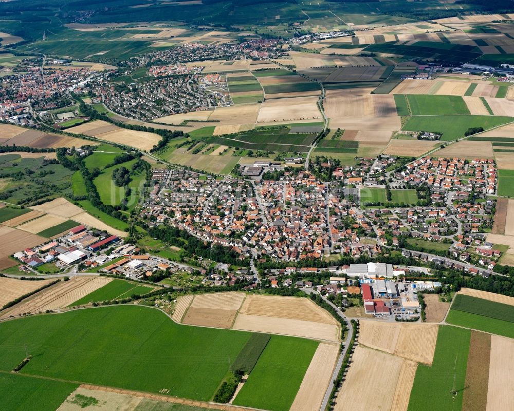 Meimsheim aus der Vogelperspektive: Stadtansicht vom Innenstadtbereich in Meimsheim im Bundesland Baden-Württemberg, Deutschland