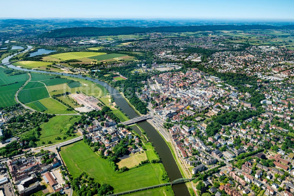 Minden aus der Vogelperspektive: Stadtansicht vom Innenstadtbereich in Minden im Bundesland Nordrhein-Westfalen, Deutschland