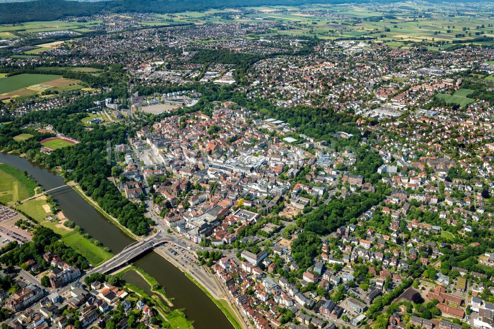 Luftbild Minden - Stadtansicht vom Innenstadtbereich in Minden im Bundesland Nordrhein-Westfalen, Deutschland