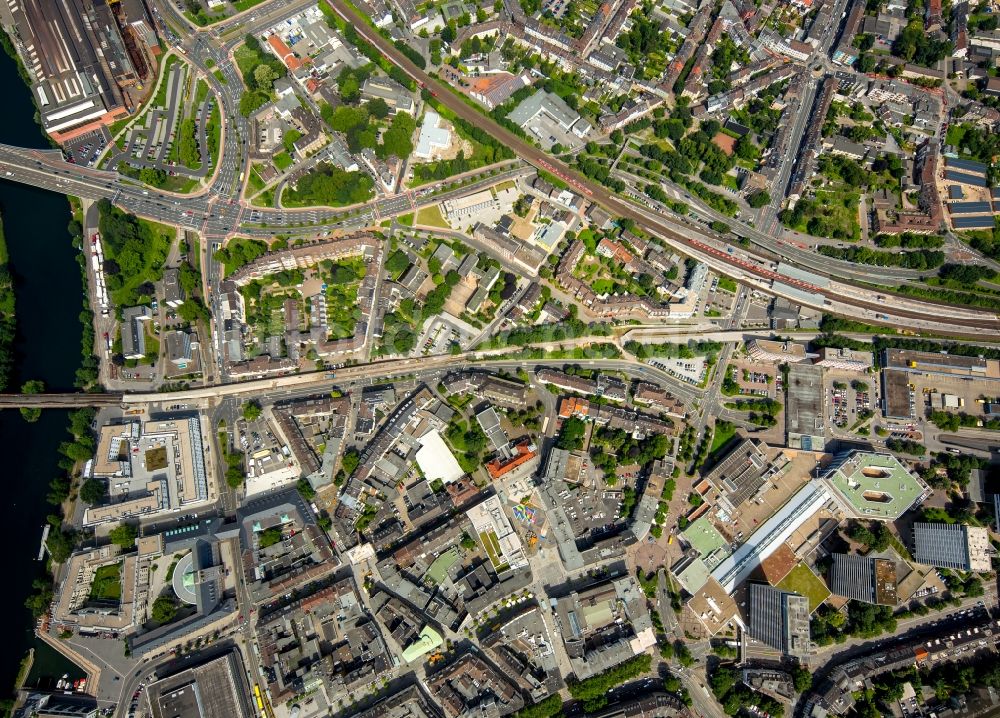 Luftaufnahme Mülheim an der Ruhr - Stadtansicht vom Innenstadtbereich in Mülheim an der Ruhr im Bundesland Nordrhein-Westfalen