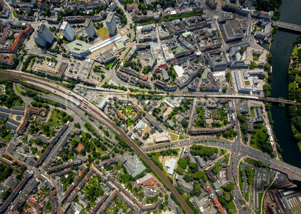 Luftaufnahme Mülheim an der Ruhr - Stadtansicht vom Innenstadtbereich in Mülheim an der Ruhr im Bundesland Nordrhein-Westfalen