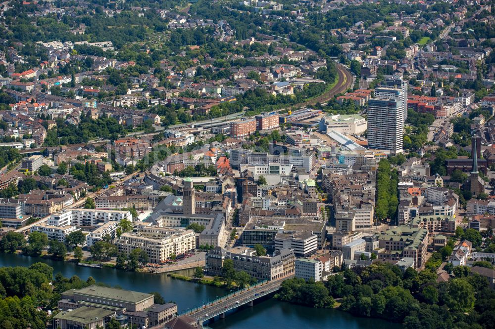 Mülheim an der Ruhr von oben - Stadtansicht vom Innenstadtbereich in Mülheim an der Ruhr im Bundesland Nordrhein-Westfalen, Deutschland