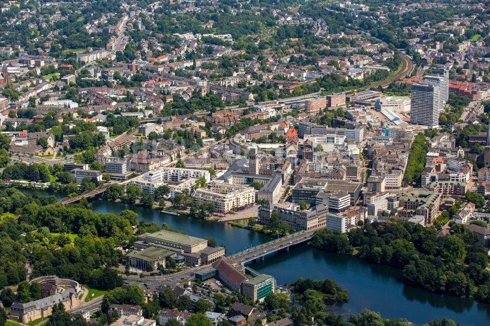 Mülheim an der Ruhr aus der Vogelperspektive: Stadtansicht vom Innenstadtbereich in Mülheim an der Ruhr im Bundesland Nordrhein-Westfalen, Deutschland