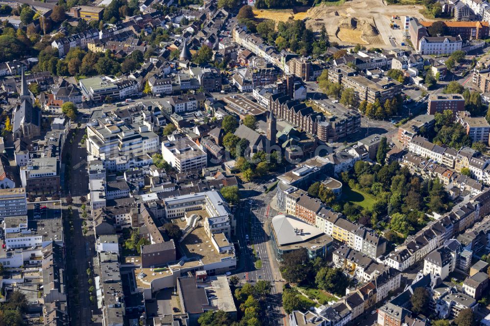 Mönchengladbach aus der Vogelperspektive: Stadtansicht vom Innenstadtbereich in Mönchengladbach im Bundesland Nordrhein-Westfalen, Deutschland