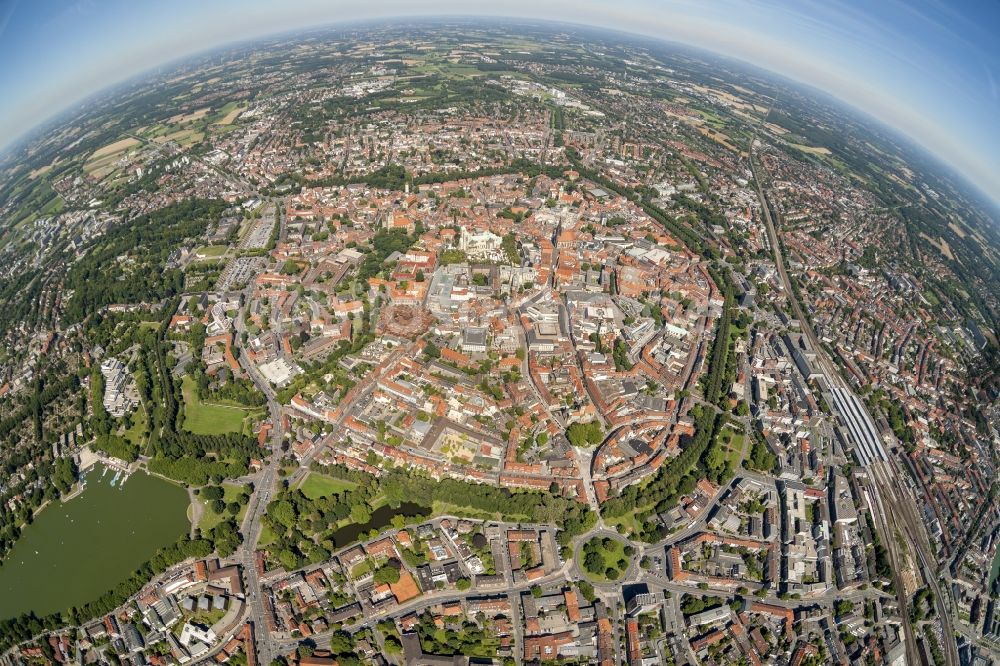 Luftaufnahme Münster - Stadtansicht vom Innenstadtbereich Münster im Bundesland Nordrhein-Westfalen