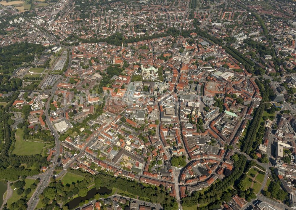 Münster von oben - Stadtansicht vom Innenstadtbereich Münster im Bundesland Nordrhein-Westfalen