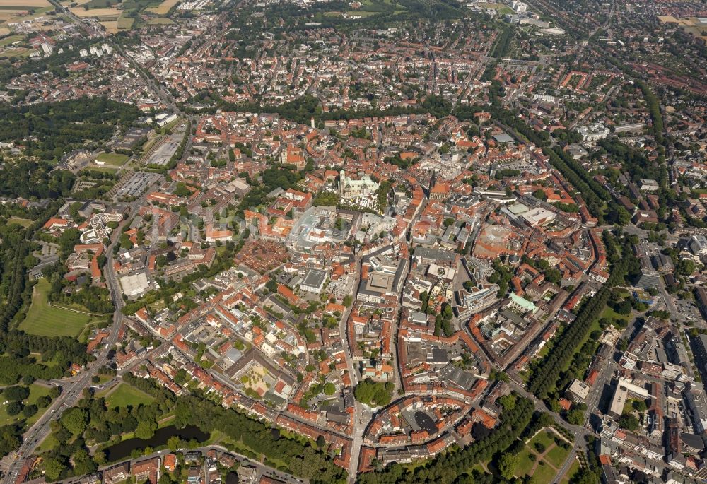 Münster aus der Vogelperspektive: Stadtansicht vom Innenstadtbereich Münster im Bundesland Nordrhein-Westfalen