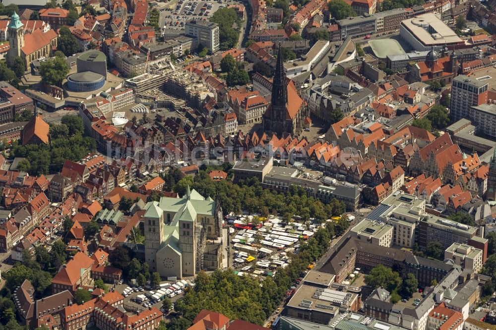 Luftaufnahme Münster - Stadtansicht vom Innenstadtbereich Münster im Bundesland Nordrhein-Westfalen