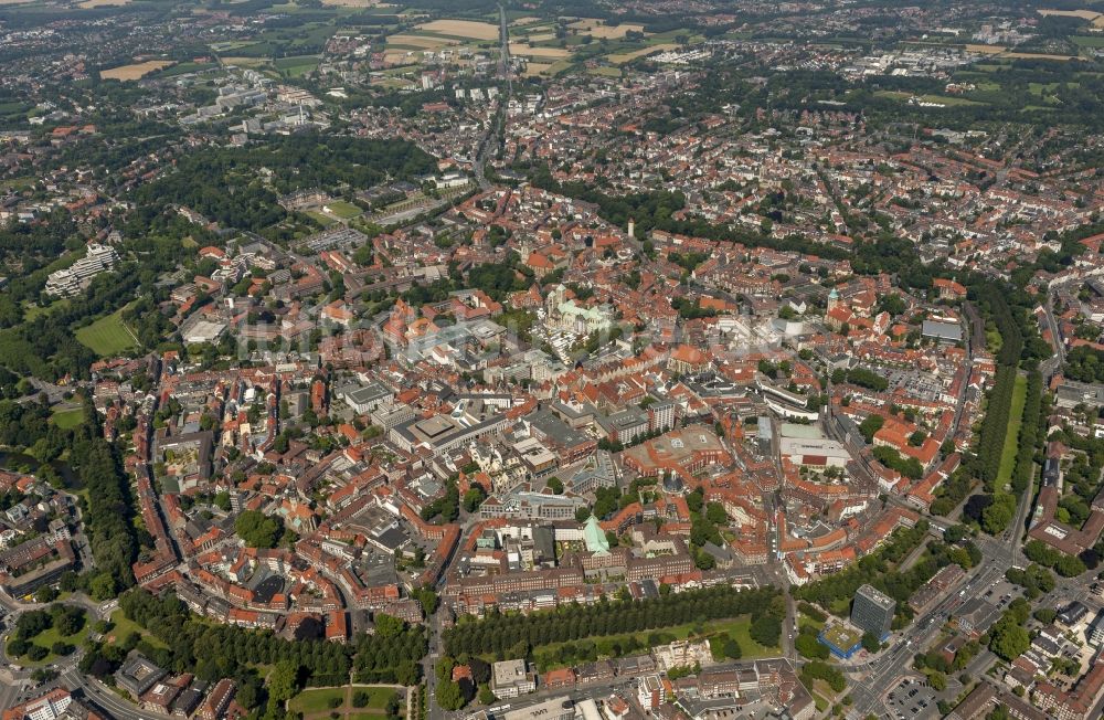 Luftaufnahme Münster - Stadtansicht vom Innenstadtbereich Münster im Bundesland Nordrhein-Westfalen