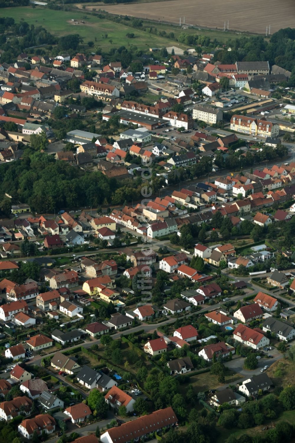 Oberröblingen von oben - Stadtansicht vom Innenstadtbereich in Oberröblingen im Bundesland Sachsen-Anhalt