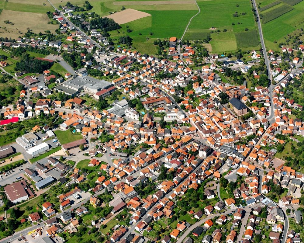 Oberzent aus der Vogelperspektive: Stadtansicht vom Innenstadtbereich in Oberzent im Bundesland Hessen, Deutschland