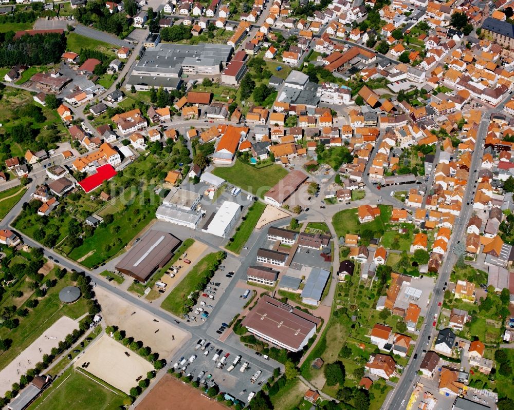 Oberzent von oben - Stadtansicht vom Innenstadtbereich in Oberzent im Bundesland Hessen, Deutschland