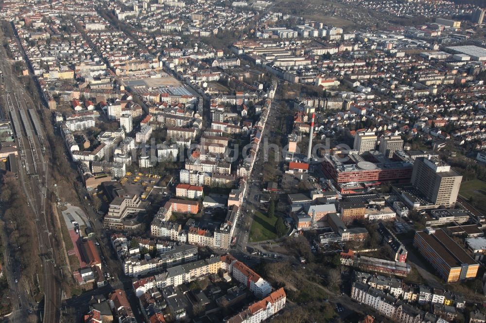 Offenbach am Main aus der Vogelperspektive: Stadtansicht vom Innenstadtbereich in Offenbach am Main im Bundesland Hessen