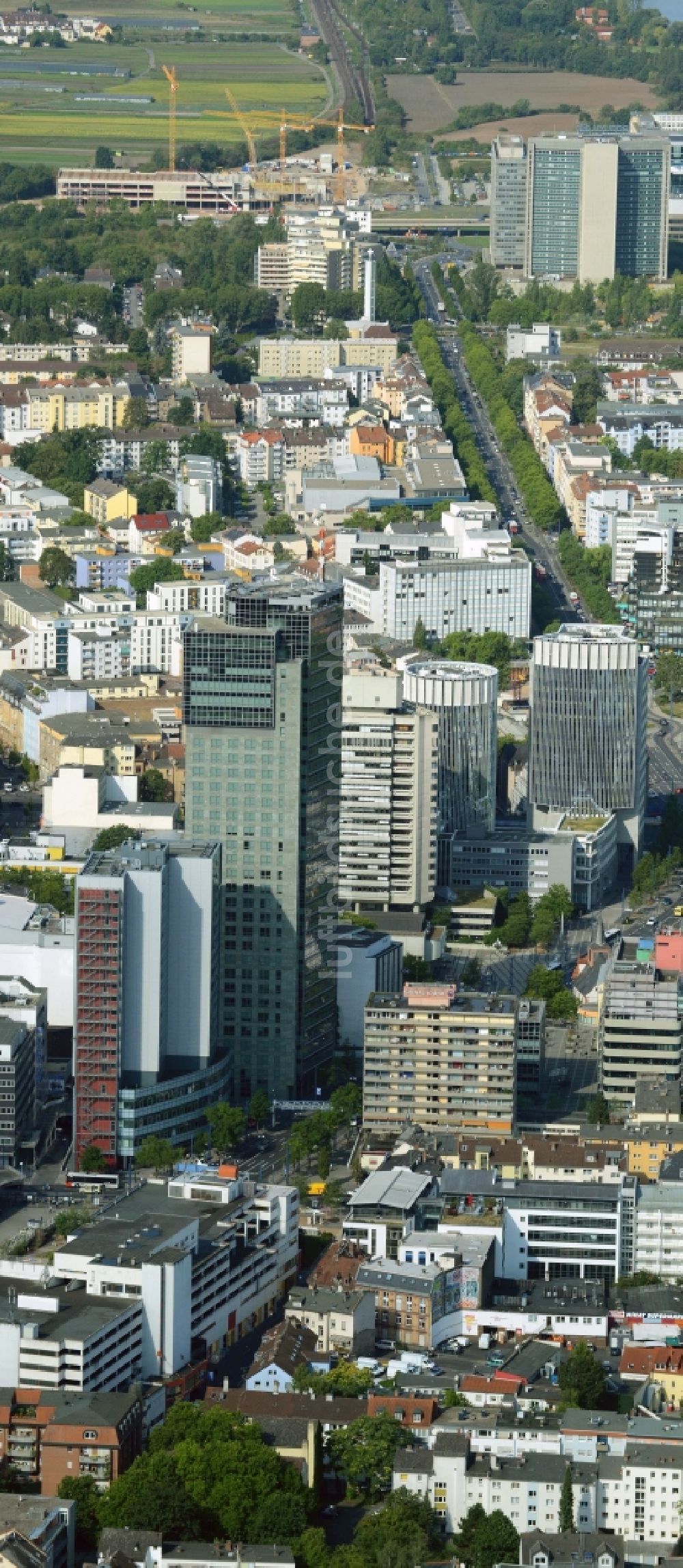 Offenbach am Main aus der Vogelperspektive: Stadtansicht vom Innenstadtbereich in Offenbach am Main im Bundesland Hessen