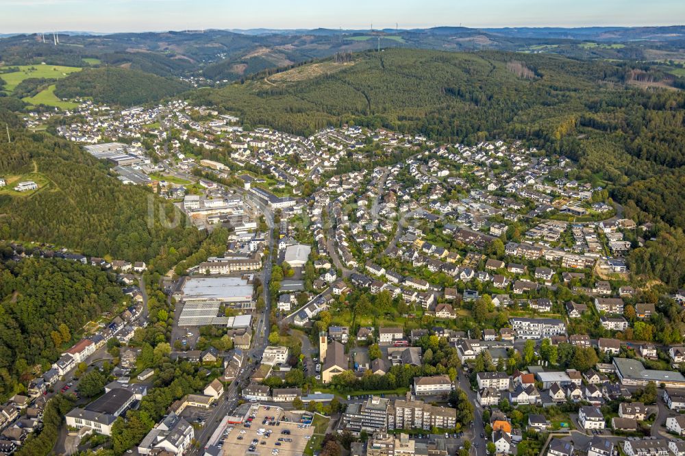 Olpe aus der Vogelperspektive: Stadtansicht vom Innenstadtbereich in Olpe im Bundesland Nordrhein-Westfalen, Deutschland