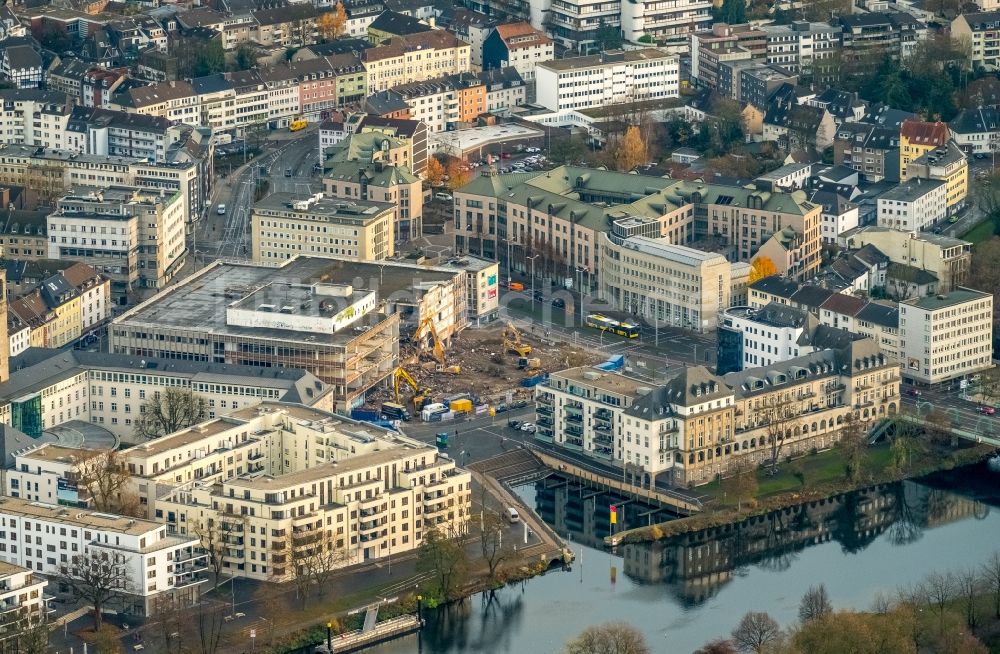 Mülheim an der Ruhr von oben - Stadtansicht vom Innenstadtbereich im Ortsteil Ruhr Metropolitan Area in Mülheim an der Ruhr im Bundesland Nordrhein-Westfalen