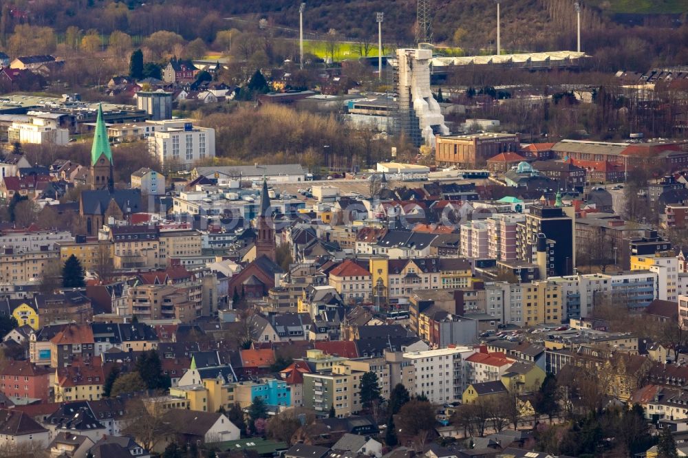 Bochum von oben - Stadtansicht vom Innenstadtbereich im Ortsteil Wattenscheid in Bochum im Bundesland Nordrhein-Westfalen, Deutschland