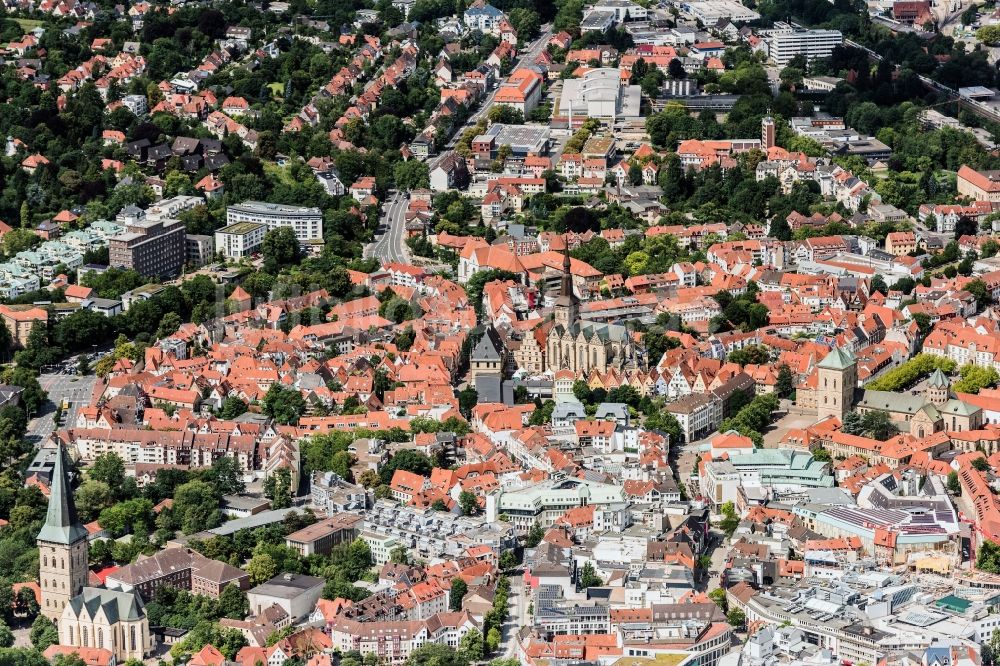 Osnabrück von oben - Stadtansicht vom Innenstadtbereich in Osnabrück im Bundesland Niedersachsen, Deutschland