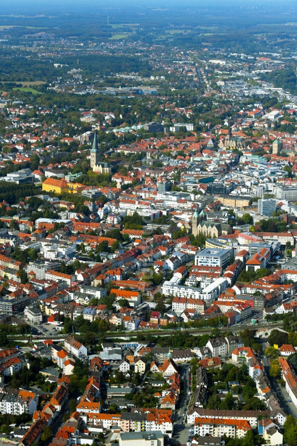 Luftaufnahme Osnabrück - Stadtansicht vom Innenstadtbereich in Osnabrück im Bundesland Niedersachsen, Deutschland