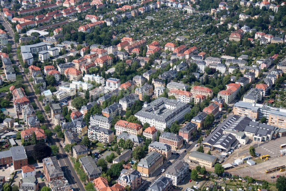 Dresden aus der Vogelperspektive: Stadtansicht vom Innenstadtbereich Pieschen in Dresden im Bundesland Sachsen, Deutschland