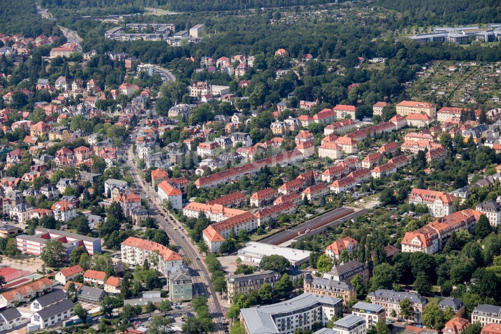 Luftaufnahme Dresden - Stadtansicht vom Innenstadtbereich Pieschen in Dresden im Bundesland Sachsen, Deutschland