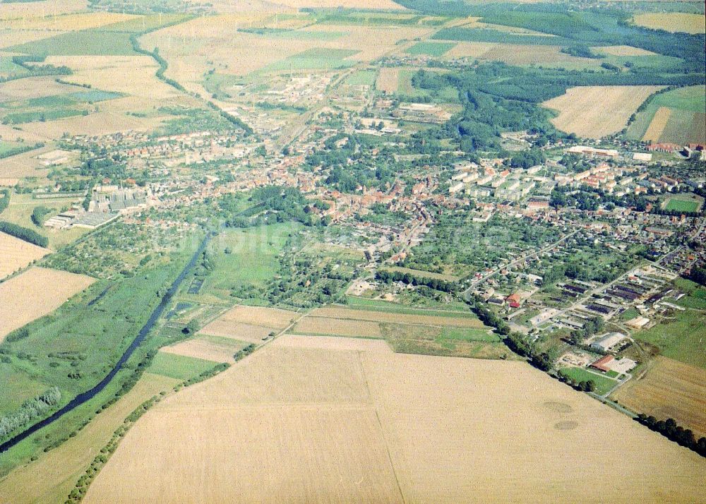 Pritzwalk von oben - Stadtansicht vom Innenstadtbereich in Pritzwalk im Bundesland Brandenburg, Deutschland