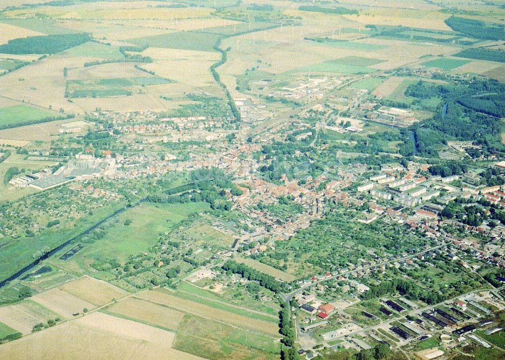 Pritzwalk aus der Vogelperspektive: Stadtansicht vom Innenstadtbereich in Pritzwalk im Bundesland Brandenburg, Deutschland