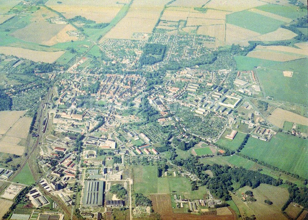 Pritzwalk von oben - Stadtansicht vom Innenstadtbereich in Pritzwalk im Bundesland Brandenburg, Deutschland