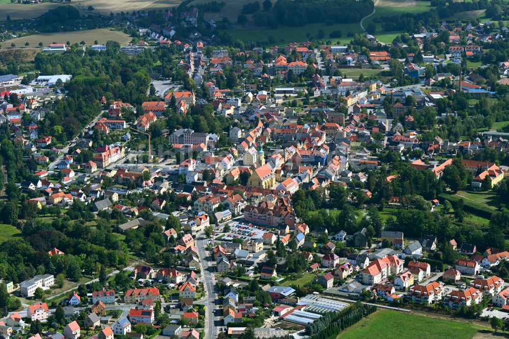 Luftaufnahme Pulsnitz - Stadtansicht vom Innenstadtbereich in Pulsnitz im Bundesland Sachsen, Deutschland