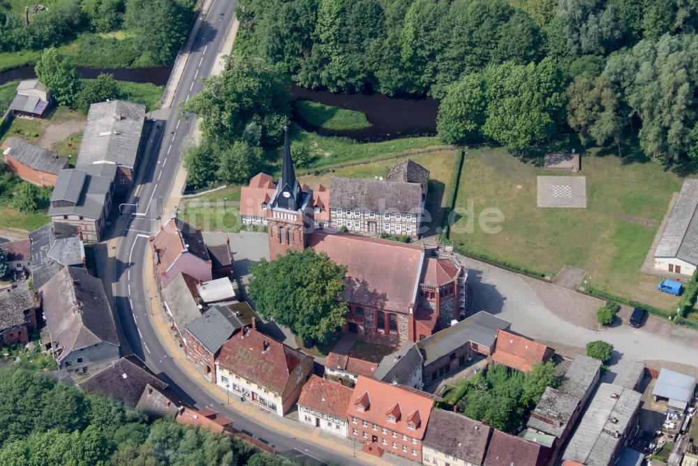 Putlitz von oben - Stadtansicht vom Innenstadtbereich in Putlitz im Bundesland Brandenburg, Deutschland