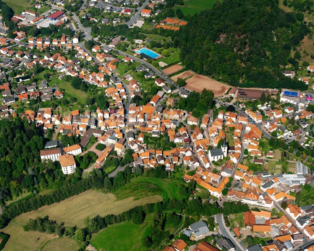 Reichelsheim (Odenwald) aus der Vogelperspektive: Stadtansicht vom Innenstadtbereich in Reichelsheim (Odenwald) im Bundesland Hessen, Deutschland