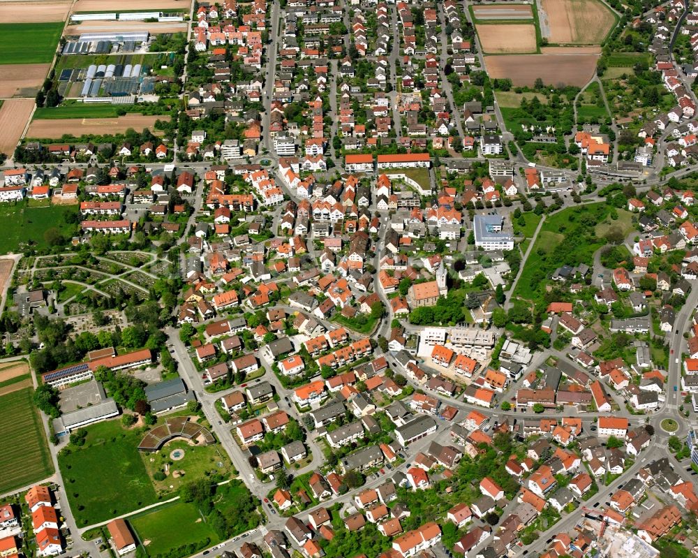 Rommelshausen von oben - Stadtansicht vom Innenstadtbereich in Rommelshausen im Bundesland Baden-Württemberg, Deutschland